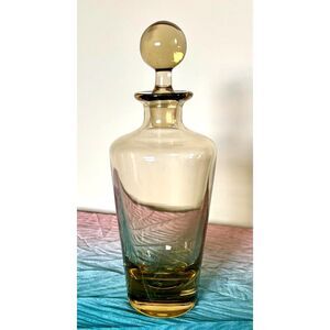 VTG Smoked Glass Decanter Ball Stopper MCM Amber Art Barware Bottle Scandinavian